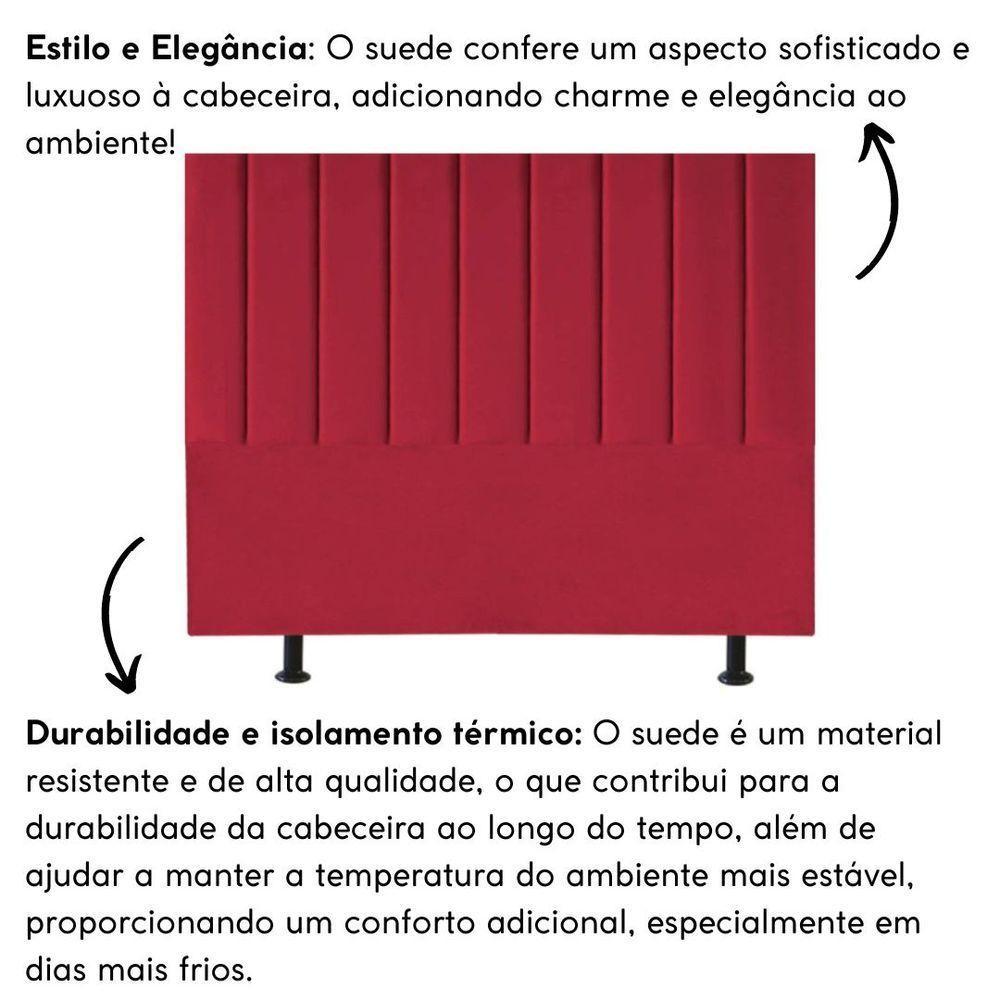 Cabeceira Estofada Cama Box Solteiro 90 Cm Mavie Suede Cor:vermelho - 2