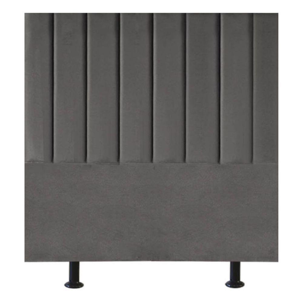 Cabeceira Estofada Cama Box Solteiro 90 Cm Mavie Suede Cor:cinza Escuro - 1