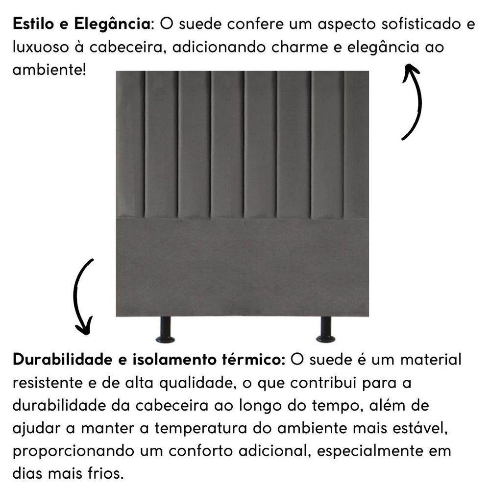 Cabeceira Estofada Cama Box Solteiro 90 Cm Mavie Suede Cor:cinza Escuro - 2