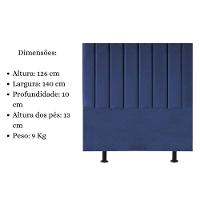 Cabeceira Estofada Cama Box Casal 140 Cm Mavie Suede Cor:azul Marinho - 3