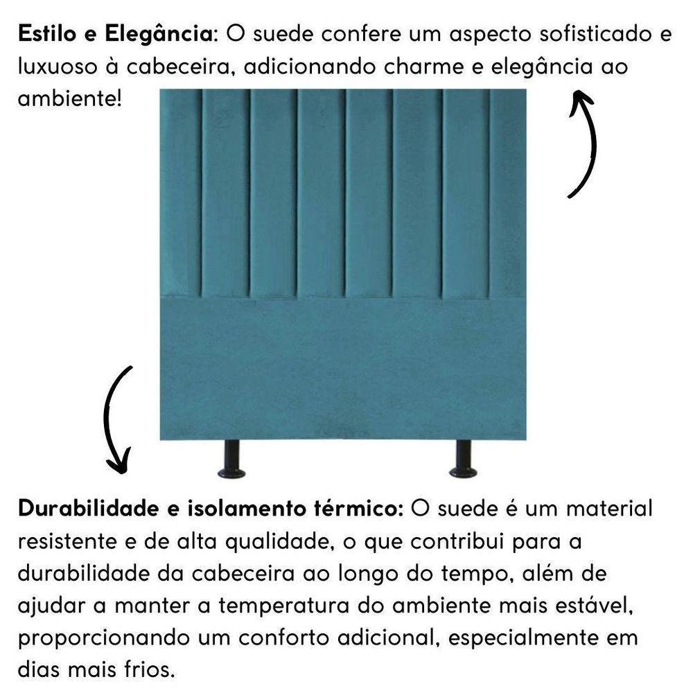 Cabeceira Estofada Cama Box King 195 Cm Sophia Carla Suede Cor:azul Turquesa - 3
