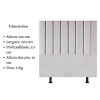 Cabeceira Estofada Cama Box Casal 140 Cm Mavie Suede Cor:cinza Claro - 3