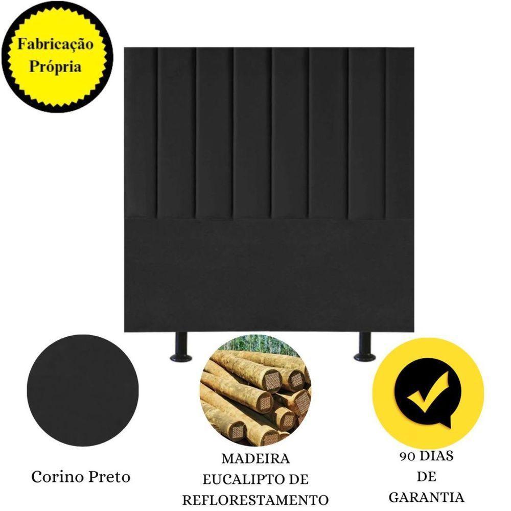 Cabeceira Estofada De Cama Casal Box 140 Cm Sophia Corino Cor:preto - 4