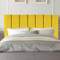 Cabeceira Estofada Cama Box Solteiro 90 Cm Mavie Suede Cor:amarelo - 5