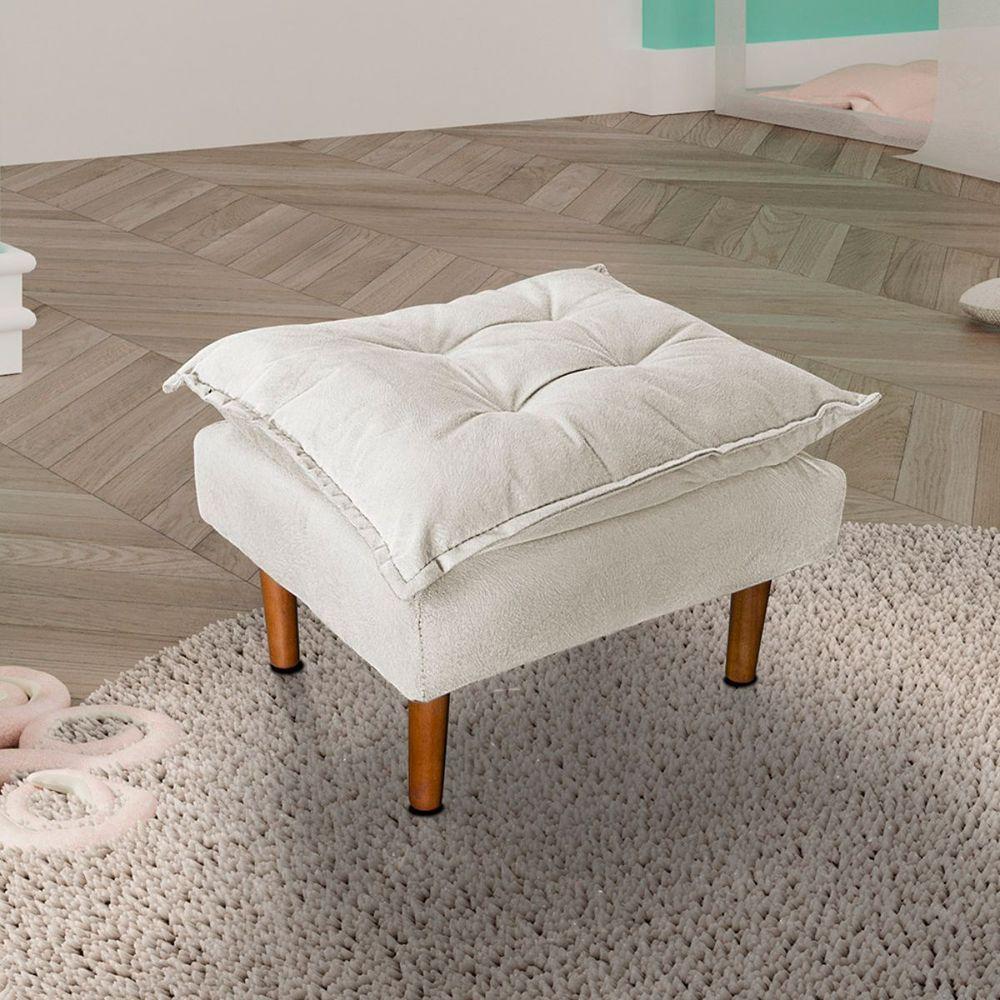 Poltrona De Amamentação Com Puff Ana Suede Cor:bege - 6