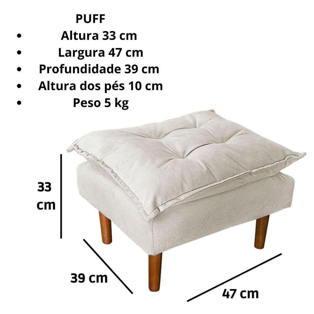 Poltrona De Amamentação Com Puff Ana Suede Cor:bege - 7