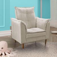 Poltrona De Amamentação Com Puff Ana Suede Cor:bege - 2