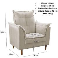 Poltrona De Amamentação Com Puff Ana Suede Cor:bege - 8