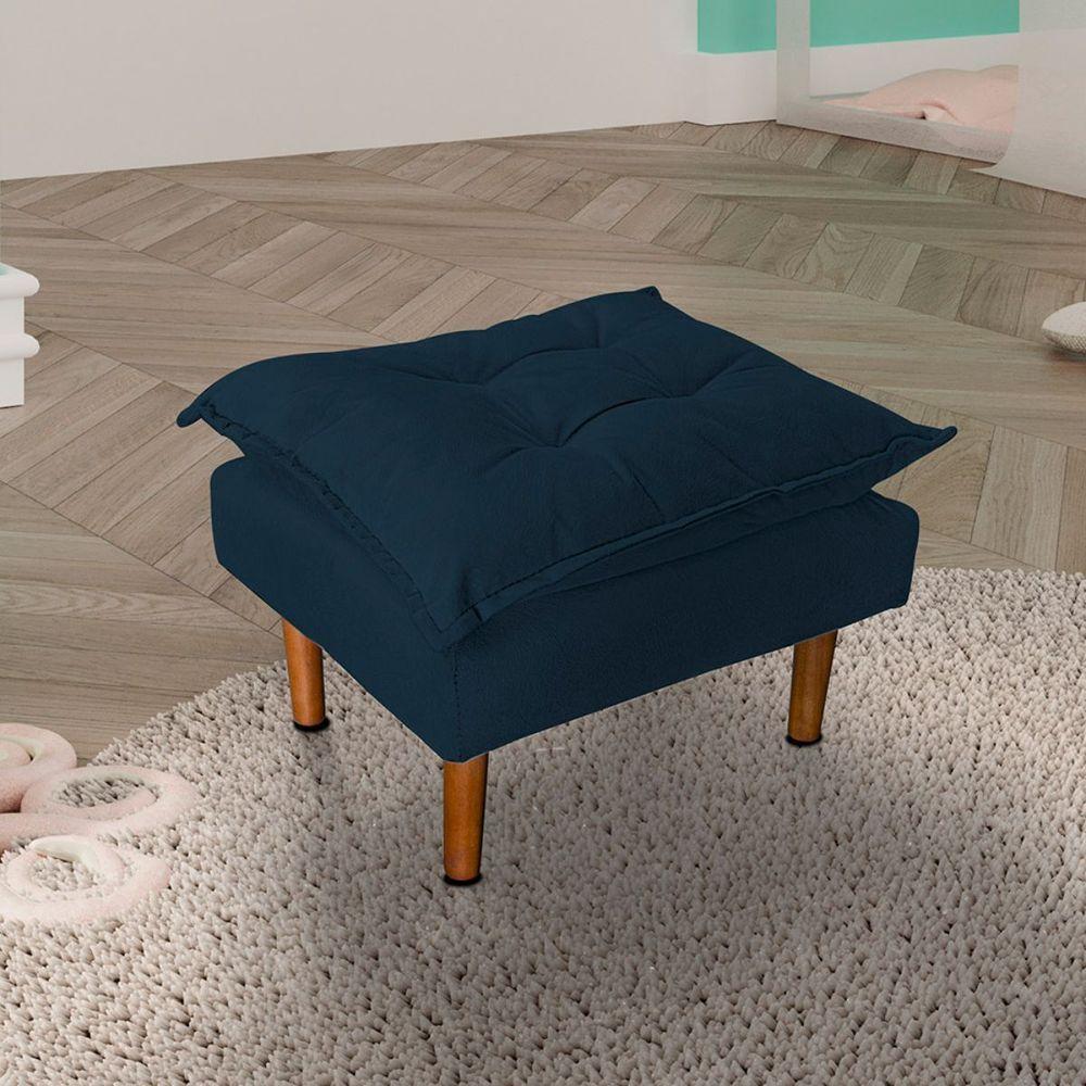 Poltrona De Amamentação Com Puff Ana Suede Cor:azul Marinho - 6