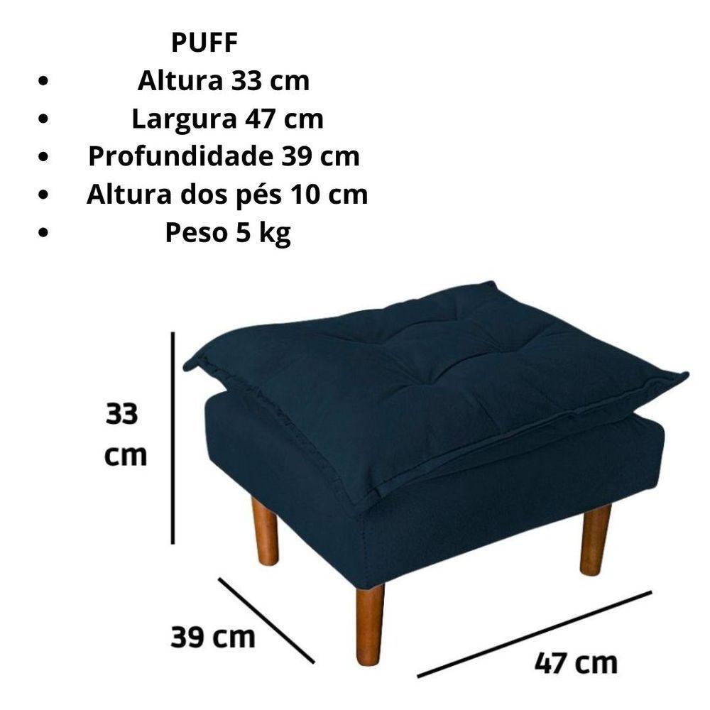 Poltrona De Amamentação Com Puff Ana Suede Cor:azul Marinho - 7