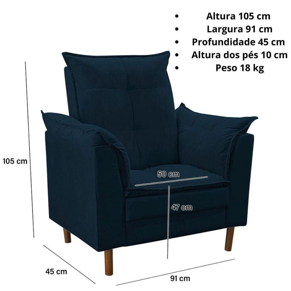 Poltrona De Amamentação Com Puff Ana Suede Cor:azul Marinho - 8
