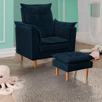 Poltrona De Amamentação Com Puff Ana Suede Cor:azul Marinho - 9