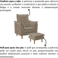 Poltrona De Amamentação Com Puff Ana Suede Cor:bege Escuro - 5