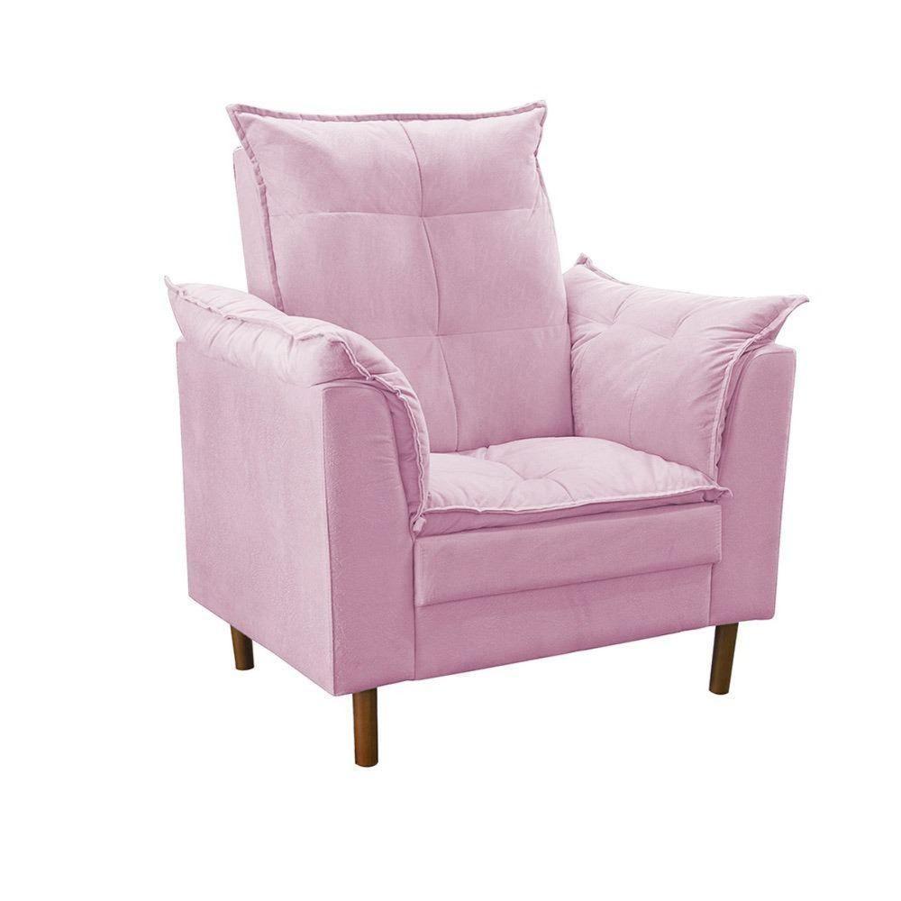 Poltrona De Amamentação Com Puff Ana Suede Cor:rosê - 3