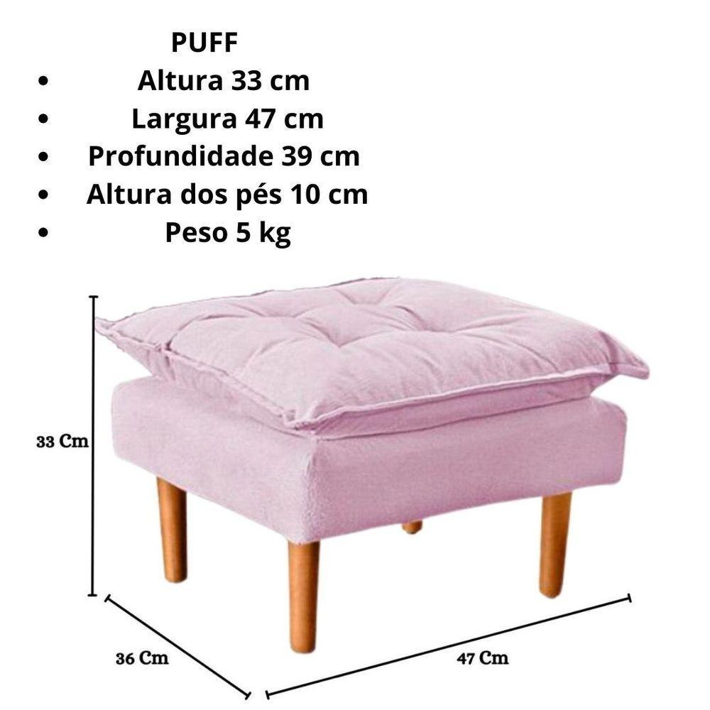 Poltrona De Amamentação Com Puff Ana Suede Cor:rosê - 7