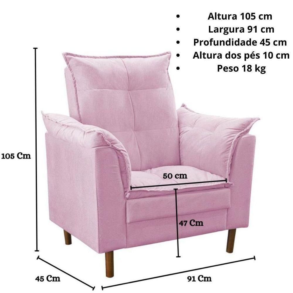 Poltrona De Amamentação Com Puff Ana Suede Cor:rosê - 8