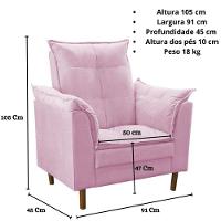 Poltrona De Amamentação Com Puff Ana Suede Cor:rosê - 8