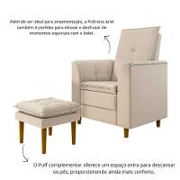Poltrona De Amamentação Eva Com Puff Pé Palito Bebê Suede Cor:bege - 6