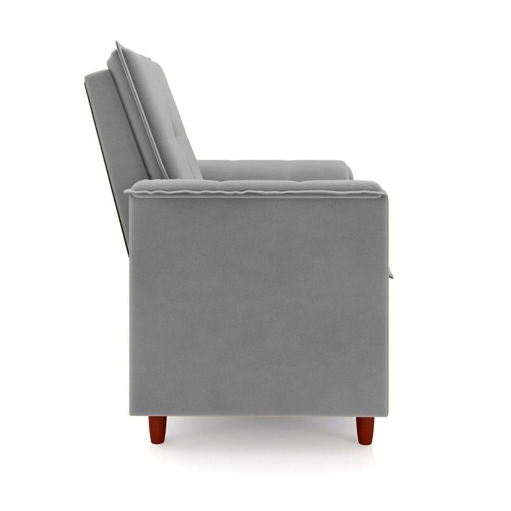 Poltrona De Amamentação Eva Com Puff Pé Palito Bebê Suede Cor:cinza - 4