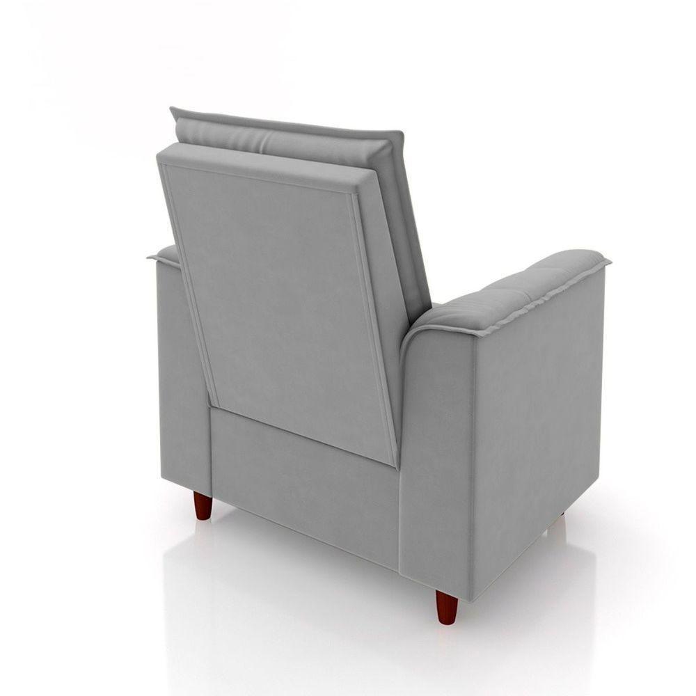 Poltrona De Amamentação Eva Com Puff Pé Palito Bebê Suede Cor:cinza - 6