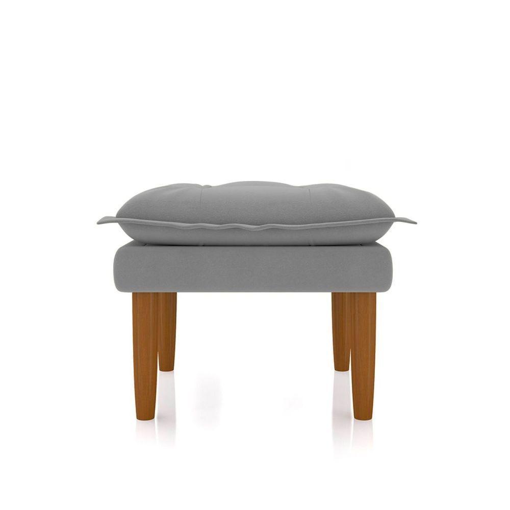 Poltrona De Amamentação Eva Com Puff Pé Palito Bebê Suede Cor:cinza - 7