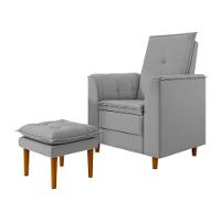 Poltrona De Amamentação Eva Com Puff Pé Palito Bebê Suede Cor:cinza - 1