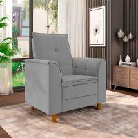 Poltrona De Amamentação Eva Com Puff Pé Palito Bebê Suede Cor:cinza - 9