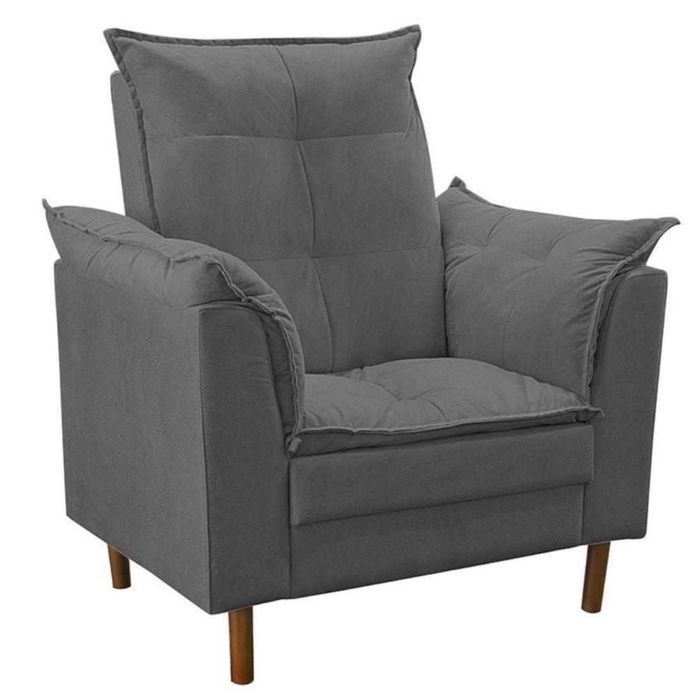 Poltrona De Amamentação Com Puff Ana Suede Cor:cinza - 3