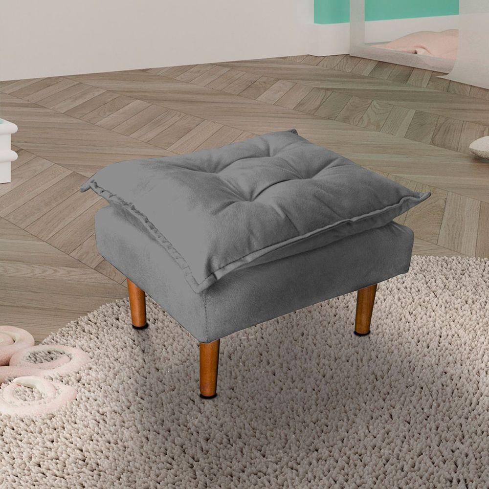 Poltrona De Amamentação Com Puff Ana Suede Cor:cinza - 6