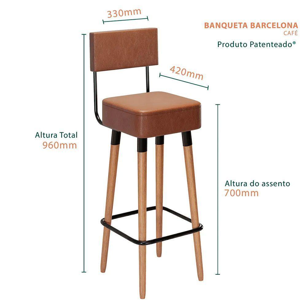 Kit 2 Banquetas Barcelona Cor Café Salaone Café - 2