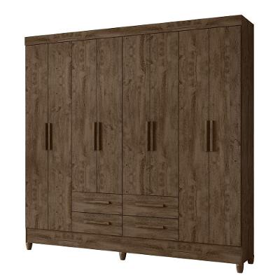 Guarda Roupa Florida Quarto Casal Com 8 Portas E 4 Gavetas Castanho Castanho