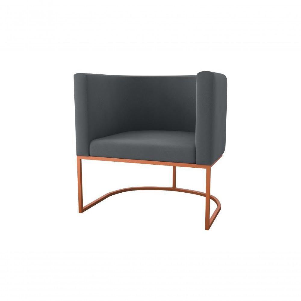 Poltrona Decorativa York 1 Lugar Veludo Maserati Cinza Matrix - 3