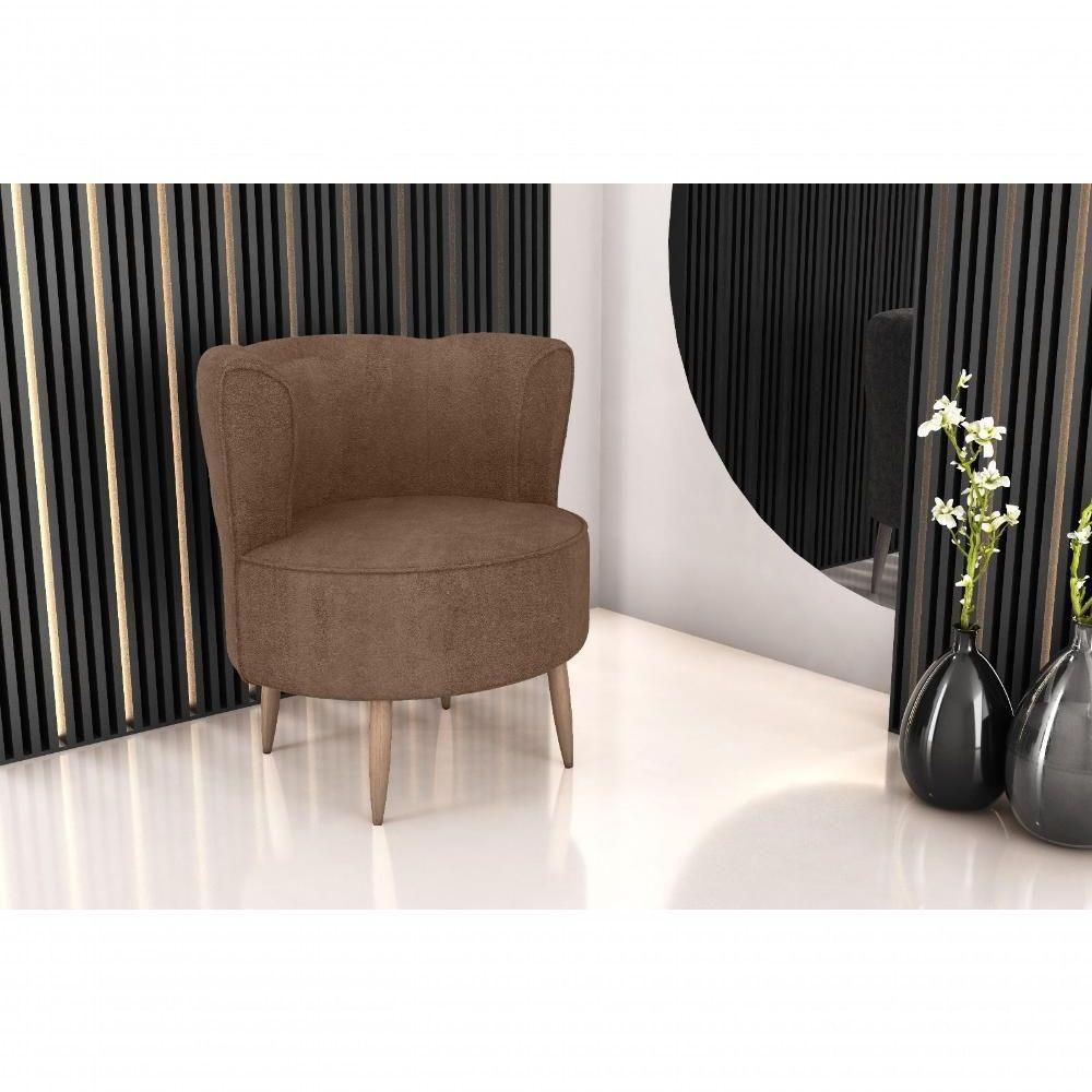 Poltrona Decorativa Savana 1 Lugar Boucle Marrom Matrix - 2