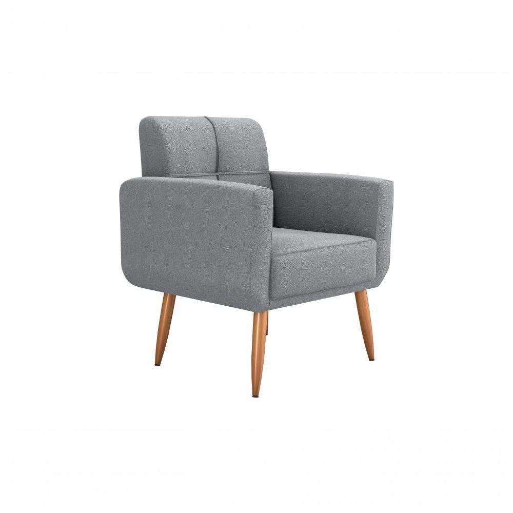 Kit Poltrona Decorativa Sala + Puff Havana Matrix Cinza - 3