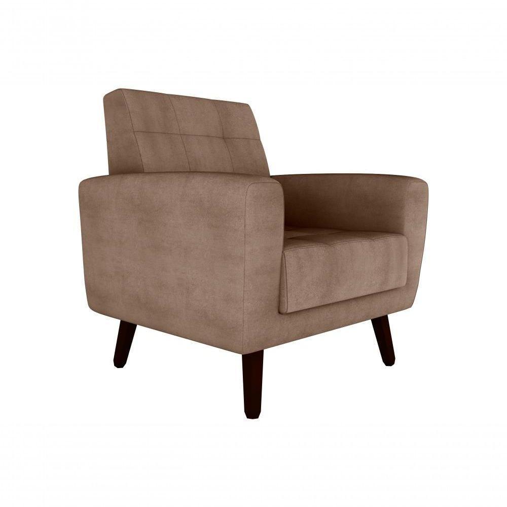 Poltrona Cadeira Sala Decorativa Recepção Livia Matrix Marrom - 1