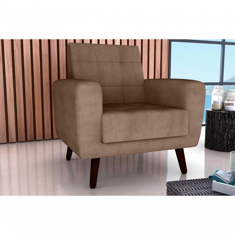 Poltrona Cadeira Sala Decorativa Recepção Livia Matrix Marrom - 2