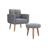 Kit Poltrona Decorativa Sala + Puff Havana Matrix Cinza - 1