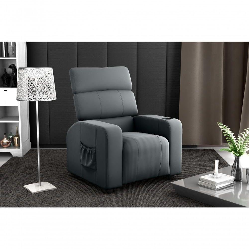 Poltrona Cadeira Do Papai Reclinável Porta Copos Pulse Cinza - 3