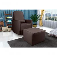 Poltrona Cadeira Amamentação Com Balanço E Puff Matrix Cinza - 2