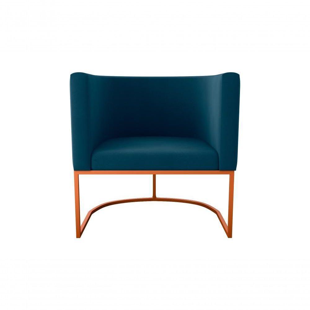 Poltrona Decorativa York 1 Lugar Veludo Maserati Azul Matrix - 1