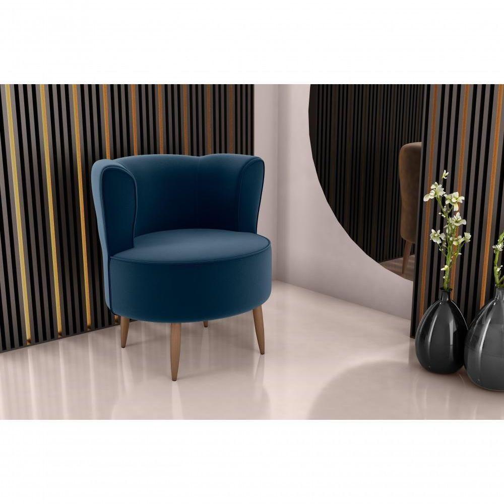 Poltrona Decorativa Savana 1 Lugar Veludo Azul Matrix - 2