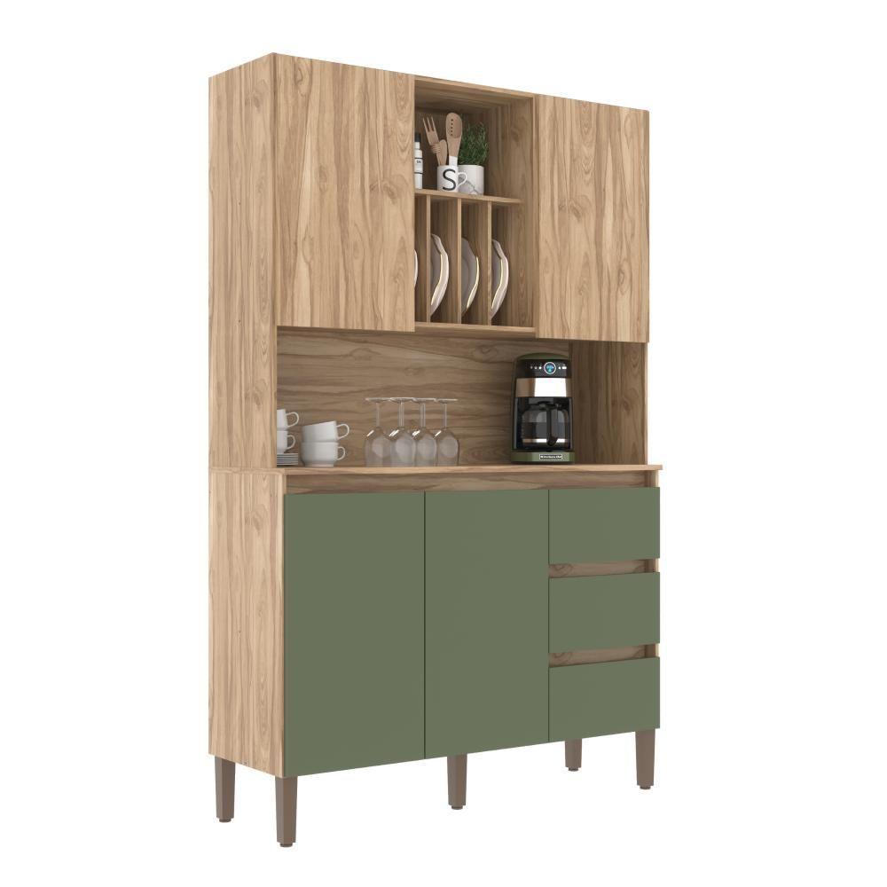 Armário De Cozinha 4 Portas 3 Gavetas Ac4430 Carvalho Oak Arbo Decibal Carvalho Oak arbo - 4