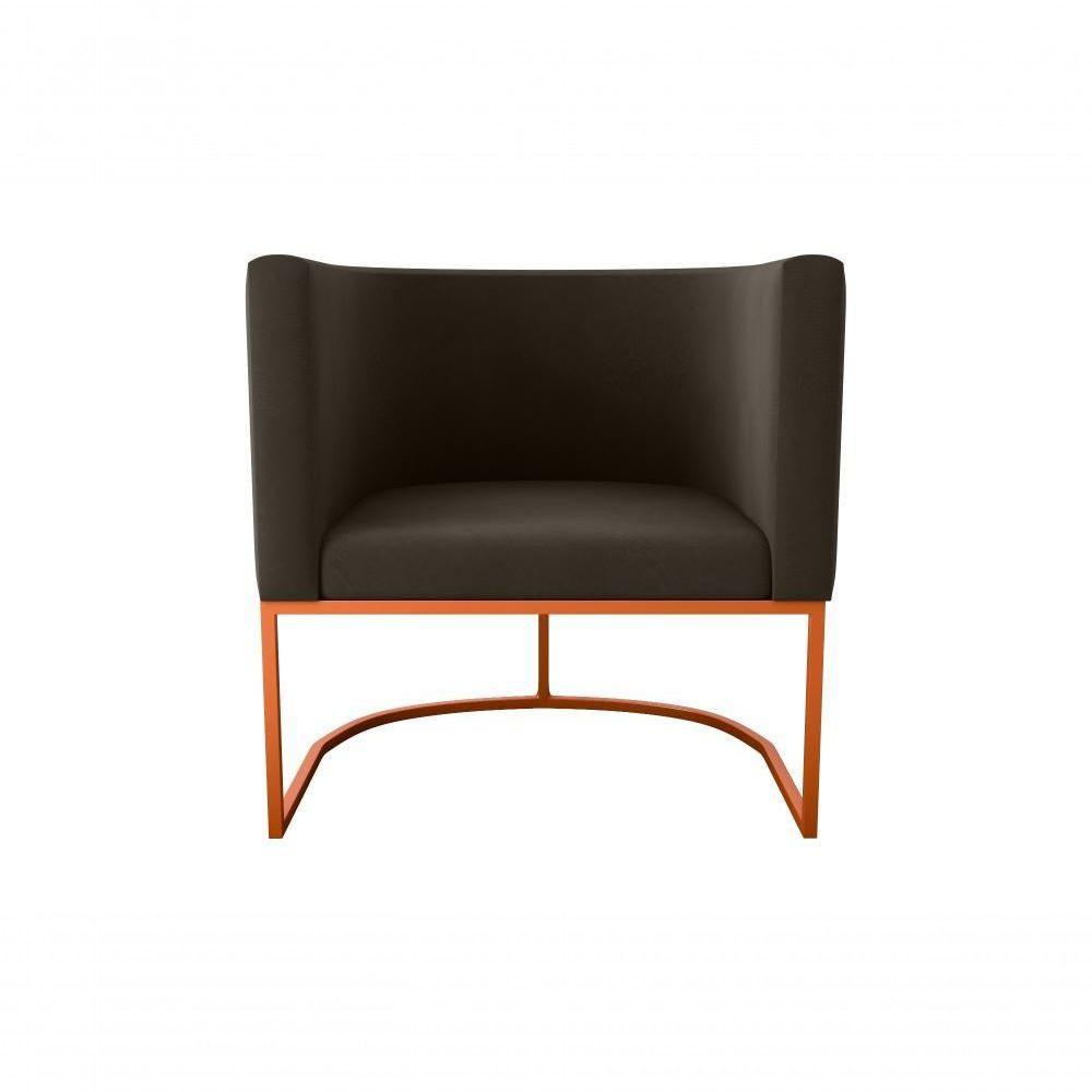 Poltrona Decorativa York 1 Lugar Veludo Maserati Marrom Matrix - 1