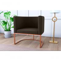 Poltrona Decorativa York 1 Lugar Veludo Maserati Marrom Matrix - 5