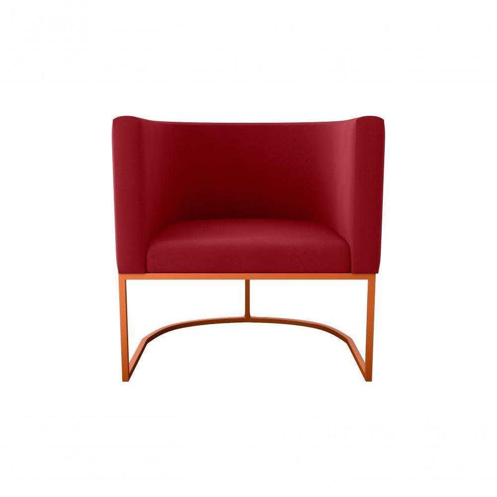 Poltrona Decorativa York 1 Lugar Veludo Maserati Vermelho Matrix - 1