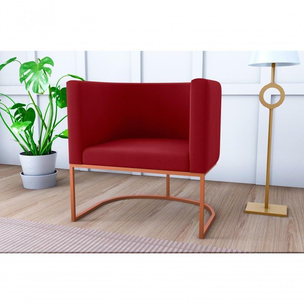 Poltrona Decorativa York 1 Lugar Veludo Maserati Vermelho Matrix - 5