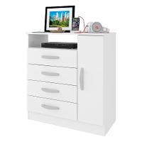 Comoda Delta Quarto Com 4 Gavetas E 1 Porta Branco Branco - 1