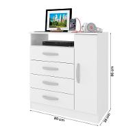 Comoda Delta Quarto Com 4 Gavetas E 1 Porta Branco Branco - 2