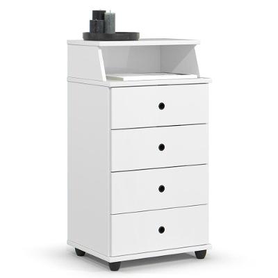 Mesa De Cabeceira Quarto Luxo New Ii Com 4 Gavetas Branco Branco