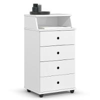 Mesa De Cabeceira Quarto Luxo New Ii Com 4 Gavetas Branco Branco - 1